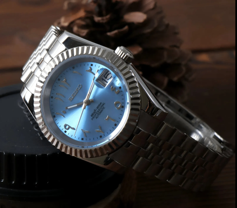 SeikoMod Datejust Arab Ice Blue