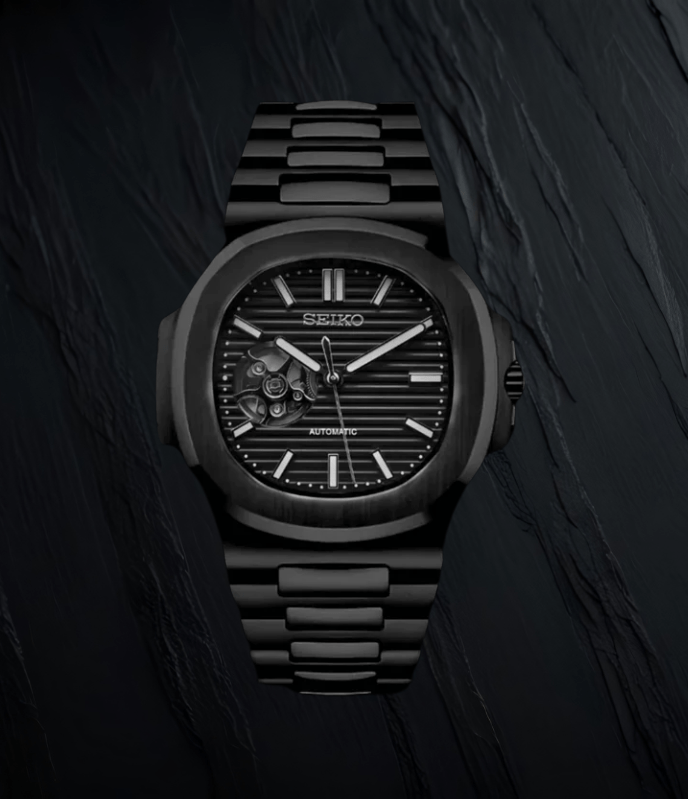 SeikoMod Nautilus All Black (Open Heart)