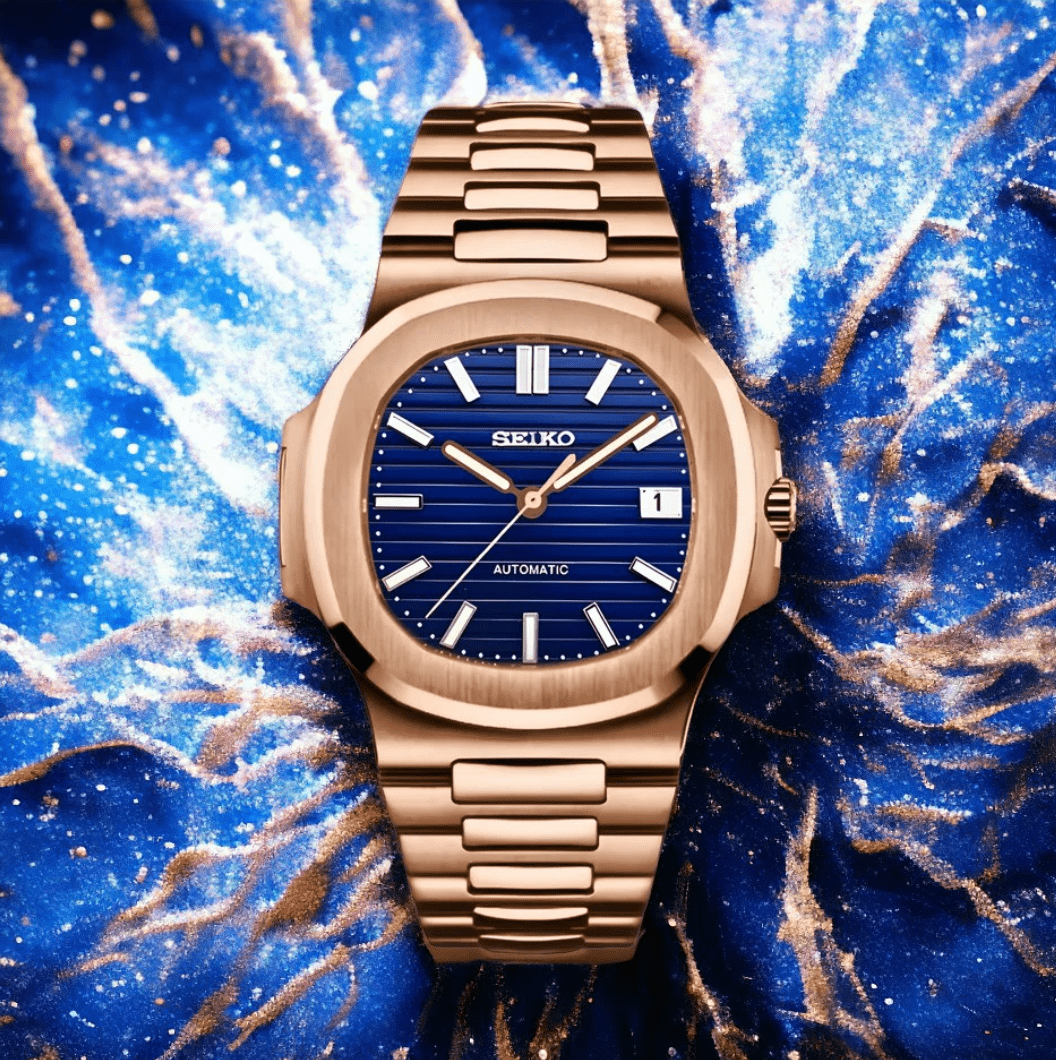 SeikoNautilus Mod Rose Gold - Blue