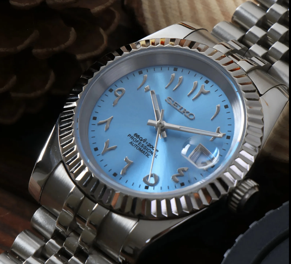 SeikoMod Datejust Arab Ice Blue