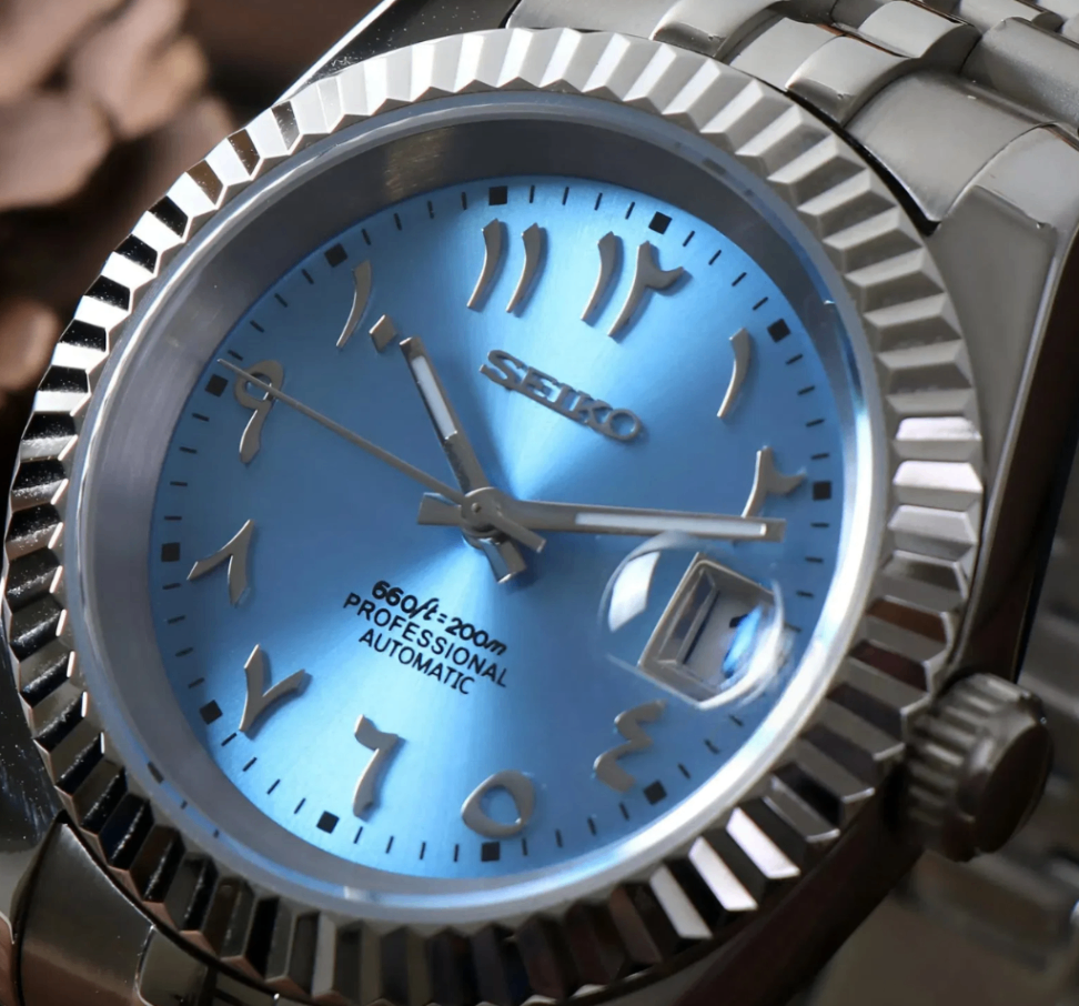 SeikoMod Datejust Arab Ice Blue