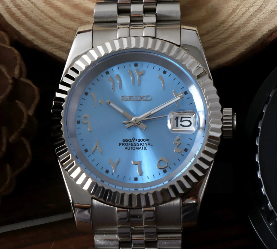 SeikoMod Datejust Arab Ice Blue